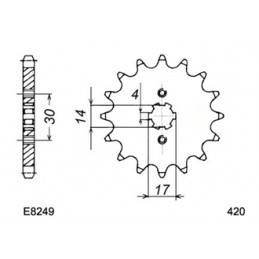 50.SKYTEAM '07/10 13X42 RK420MXZ  Couronne fixations avec pions