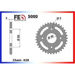 50.SKYTEAM '07/10 13X42 RK420MXZ  Couronne fixations avec pions