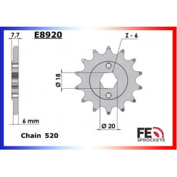 NSR.125.R/F '89/93 13X35 RK520MXZ µ  (JC20,JC22)