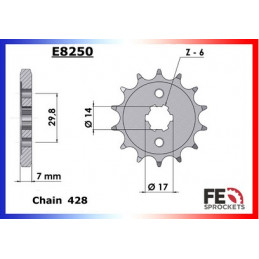 CRF.125 '14/20 Petites Roues 13X46 RK428MXZ *