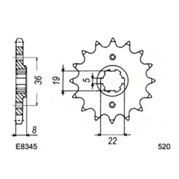 XR.350.R '85/87 14X42 RK520KRO *  (NE02)