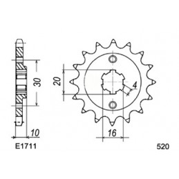 125.PLANET '98/02 14X43 520HG µ  Roues 3 ou 6 Bâtons