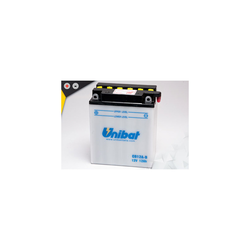 Batterie Unibat CB12A-B - Livrée avec flacons d'acide séparé.