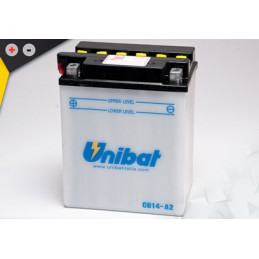 Batterie Unibat CB14-A2 - Livrée avec flacons d'acide séparé.