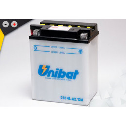 Batterie Unibat CB14L-A2 - Livrée avec flacons d'acide séparé.