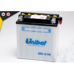 Batterie Unibat CB5L-B - Livrée avec flacons d'acide séparé.