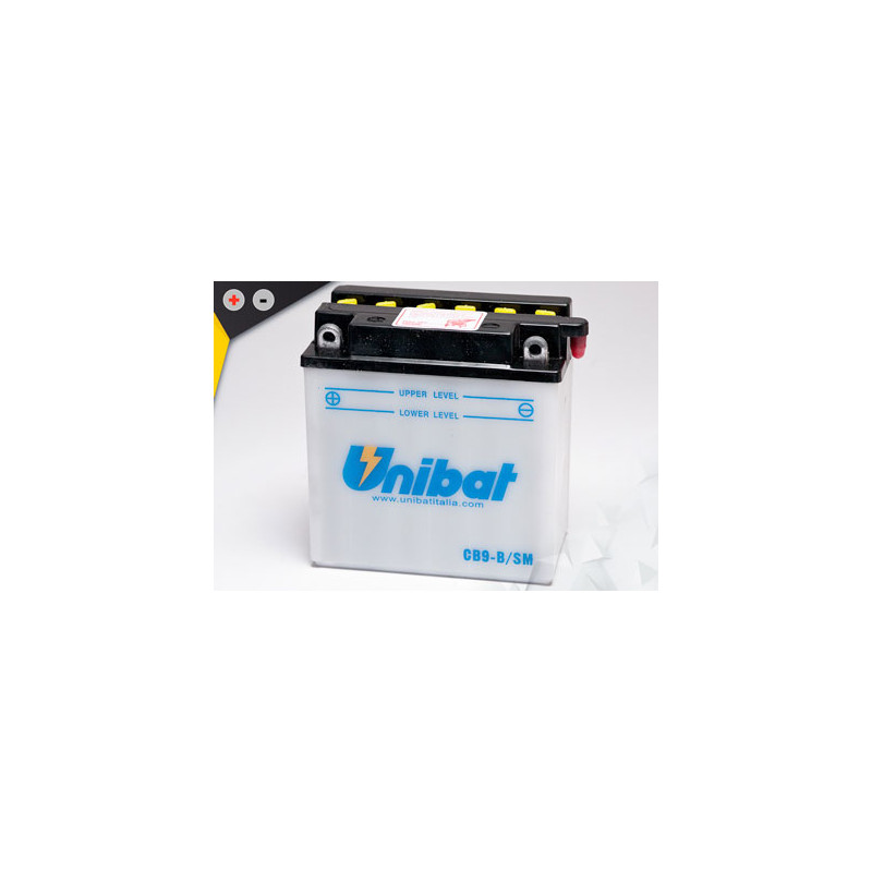 Batterie Unibat CB9-B - Livrée avec flacons d'acide séparé.