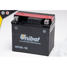 Batterie Unibat CBTX5L-BS - Livrée avec flacons d'acide séparé.