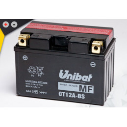 Batterie Unibat CT12A-BS - Livrée avec flacons d'acide séparé.
