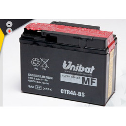 Batterie Unibat CTR4A-BS - Livrée avec flacons d'acide séparé.