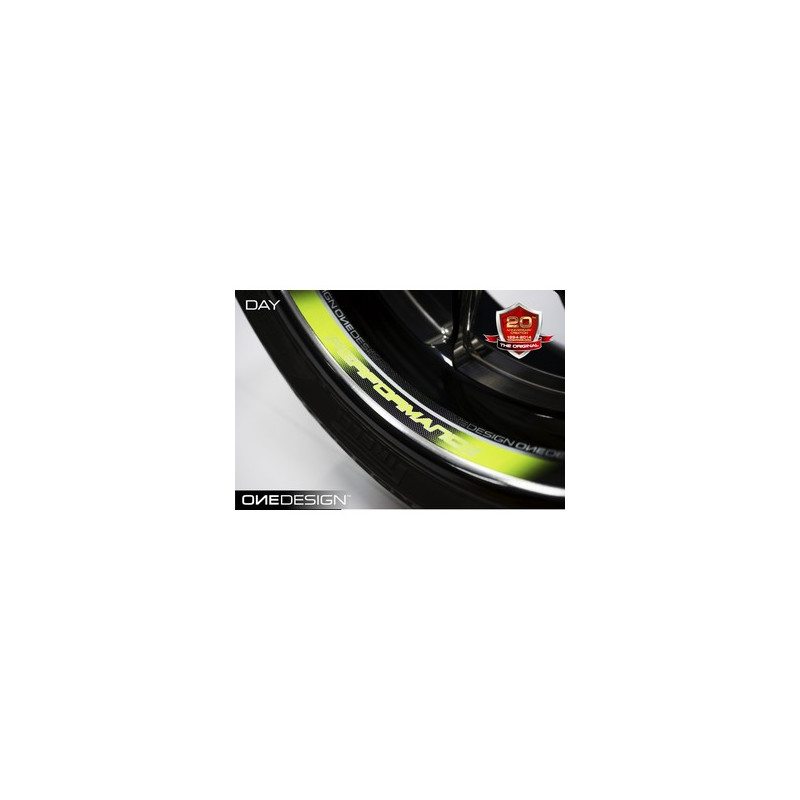 Kit déco de 8 stickers Fluorescent pour Jantes AV+AR "PERFORMANCE"