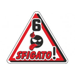 Label déco moto "6 SFIGATO". 2 pièces.