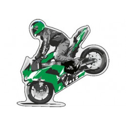Label déco moto "MOTO Vert". 2 pièces.